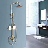 Duscharmatur Regendusche Dusche Duschsystem 8 Zoll Kopfdusche Handdusche und Badewanne Antik Messing Duschset Dekoration
