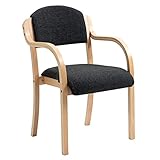 Certeo Armlehnstuhl Devonshire | stapelbar | mit Holzrahmen | Anthrazit | Tragfähigkeit 110 kg | Besucherstuhl Stapelstuhl Konferenzstuhl