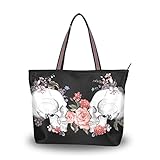 Große Schultertasche mit Totenkopf-Muster, Handtasche, Strandtasche für Damen und Mädchen, Mehrfarbig - multi - Größe: Large