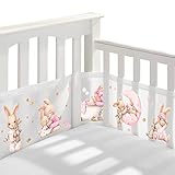 Bettumrandung Babybett,Baby Nestchen Bettumrandung,Kopfumrandung Babybett,Atmungsaktive Krippenumrandung,Babybett Atmungsaktiver Kollisionsschutz,Nestchen für Kinderbetten,Babybett Umrandungen