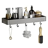 FEDIMA Duschregal mit Haken, Duschablage, Selbstklebender Duschkorb, Wandmontage, kein Bohrplatz, Aluminium, for Badezimmer, Küche, grau, A1 Ebene 60 cm (Color : Grigio, Size : A1 Layer 30cm)