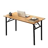 DlandHome Klapptisch Schreibtisch 120 x 60 cm Holz Schreibtisch Klappbar PC Tisch Laptop Tisch Computertisch Konferenztische Montagefrei Moderner Esstisch für Zuhause, Büro, Picknick Teak/Schwarz