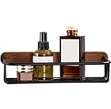 HALAHAI Duschregal Duschablage Bad Regal Wandmontierter Duschkorb, Ohne Bohren, Badregal, Holz, Raumaluminium, Für Badezimmer, WC Badregal Badezimmer Regal (Color : Black, Size : 30 * 14cm)