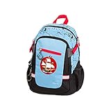 Schneiders 49453-070 - Kinderrucksack mit großem Hauptfach, Mittel- und Vorderfach, 2 Seitentaschen, Piratenschiff, hellblau und schwarz, ca. 25 x 35 x 12 cm, für Alltag, Freizeit und auf Reisen