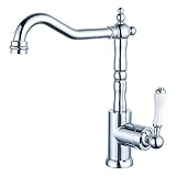 Küchenspüle-Wasserhahn, Massiver Messing-Einhand-Küchenarmatur, Warm- Und Kaltwasser-Küchenmischer-Spültischarmatur Für Bauernhaus, Wohnmobil, Küche, Wohnmobil,Chrome