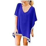 Cubinest Damen Sommer Cover Up Frauen Bikini Strandponcho Musselin Große Größe Tankini Tunika Lang Sommer Outfit Leicht Baumwolle Strandkleid Strandtunika Strand Festival