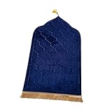 Milageto Flanell-Gebetsmatte, tragbare Teppiche, Anbetungsmatte, Bodenteppich, unregelmäßige Decke für Männer und Frauen, Ramadan Eid-Geschenk, Blau