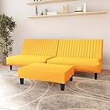 Susany 2-Sitzer Schlafsofa Sofa mit Schlaffunktion Tagesbett Bettsofa Schlafcouch Polstersofa Couch Wohnzimmer Sofa mit Fußhocker Samt Gelb