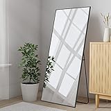 Poshions Standspiegel Ganzkörperspiegel 163 * 54cm Spiegel Groß Wandspiegel Ganzkörperspiegel Standspiegel Schwarz Aluminiumrahmen Für Wohnzimmer Schlafzimmer Wandspiegel Groß