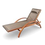 Ampel 24 Liegestuhl Karibik, verstellbare Rückenlehne, Sonnenliege mit Armlehnen, Gartenmöbel aus vorbehandeltem Holz, wetterfeste Gartenliege
