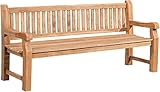 CLP Wetterfeste Gartenbank Jackson V2 aus massivem Teakholz | Holzbank mit ergonomischer Sitzfläche | In verschiedenen Größen erhältlich, Farbe:Teak, Größe:200 cm