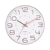 AISHFP Original Wanduhr Original Roségold Wanduhr mit weißem Zifferblatt Stil Modische einfache leise Wanduhren für Heimdekoration dekorative Uhr