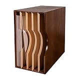 GRFIT CD Ständer Schallplattenaufbewahrung, Tisch-Schallplattenbox, Schallplattenalbumhalter, CD-Schallplattenkiste aus Eichenholz mit herausnehmbarer Trennwand, fasst bis zu 40 Schallplatten CD Rack