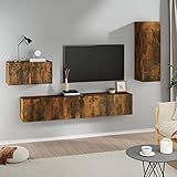 ZEYUAN 4-TLG. TV-Schrank-Set, Wohnwand Wohnzimmer, Wohnzimmer Wand, Anbauwand Wohnzimmer, Esszimmer Schrank, Schrankwand Wohnzimmer, Räuchereiche Holzwerkstoff