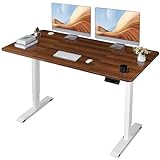 JUMMICO Höhenverstellbarer Schreibtisch Elektrischer Höhenverstellbarer Computertisch mit 140 x 70 cm Holz Tischplatte Stehschreibtisch Mit Speicher-Steuerung (Nussbaum)