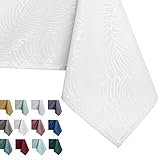 AmeliaHome Tischdecke 140x320 cm Tischtuch Tafeldecke Fleckschutz Lotuseffekt Abwaschbar Wasserabweisend Ornament Gaia weiß