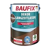 BAUFIX Dekor-Langzeitlasur, Holzschutzlasur palisander, 5 Liter, atmungsaktive Holzschutzlasur für außen und innen, für alle Nadel- und Harthölzer, witterungsbeständig, UV-beständig