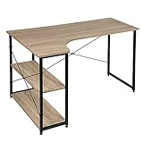 EUGAD Schreibtische Computertisch PC-Tisch Bürotisch Arbeitstisch mit Bücherregal Holz 120x74x71,5 cm Schwarz+Hell Eiche 0073ZZ