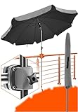 4smile Sonnenschirm Balkon + Sonnenschirmhalter Balkongeländer 3-IN-1 SET - UV50+ Balkonschirm mit Halterung + Sonnenschirm Schutzhülle - Sonnenschirm SunnyJoy, Anthrazit