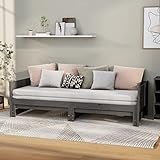 JUNZAI Ausziehbares Tagesbett, Schlafsofa, Couch Mit Schlaffunktion, Bettsofa, Sofa Bed, Sofabett, Schlafcouch, Daybed, Couch Bett, Jugendbett, Grau Massivholz Kiefer 2X(90x190) cm