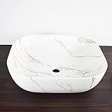 TEmkin Modernes quadratisches weißes Porzellan 19,68' x 15,7' Keramik-Badezimmer-Waschbecken, Keramikbecken-Waschbecken für Toiletten-Waschtisch