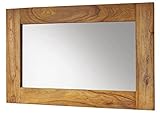 MASSIVMOEBEL24.DE Spiegel Nature Brown, Wandspiegel mit Holzrahmen aus vollmassivem Sheesham braun geölt, großer Holzspiegel