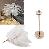 Gugxiom Straußenfeder-Lampe, Touch-Schalter, USB-Feder-Tischlampe, Prinzessinnen-Lampe, ästhetische Nachttisch-Gold-Schreibtischleuchte, Flippige Tischlampe für Mädchen-Schlafzimmer,
