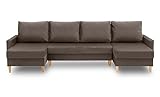 BETTSO -Ecksofa mit Schlaffunktion mit Bettkasten Sofa Couch U-Form Polstergarnitur Wohnlandschaft Polstersofa (295x140x75cm) Lissa III Braun