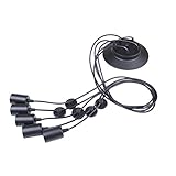 Vintage Pendelleuchte,E27 (5-Flammig,1.2M,Glühbirne nicht inbegriffen) Retro Industrielle Deckenleuchte höhenverstellbar Hängeleuchte mit 5-adrigem Textilkabel DIY Lampe