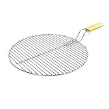 Wiltec BBQ Grillrost Rund Ø44,5cm aus Hochwertigem Edelstahl mit Handgriff für Gasgrill, Kugelgrill usw.