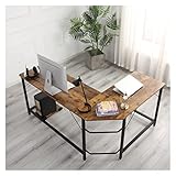 PC Schreibtisch L-förmiger Desktop PC Schreibtisch Home Study Büro Möbel Laptop Workstation Ecktisch Schreibtisch Einfach zu montieren 3 Farben Schreibtisch (Farbe: Industrielles Braun)