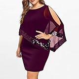 2023 New N - Frauen Plus Size Cold Shoulder Overlay Asymmetrisch Chiffon trägerlos Pailletten Kleid Minikleid