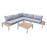 Home Islands Laos modular Loungeset 6-teilig Gartenmöbel-Set Ablagen Polywood, Aluminium weiß