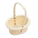 Cyhamse Ratten Blumenkorb- Rustikaler Flechtkorb mit Griffen - Gemüse-Obst-Picknick-Garten-Aufbewahrungskorb-Kasten, Kosmetik-Organizer, Hochzeitsfest-Süßigkeits-Geschenk-Verpackungs-Korb