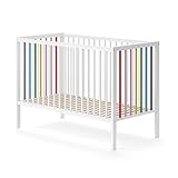 VitaliSpa Gitterbett Babybett Babygitterbett Regenbogen 120x60 modern Kinderbett Kleinkindbett Einzelbett Kinderzimmer Bett Massivholz Lattenrost Seitenteil höhenverstellbar Mehrfarbig (Weiß)