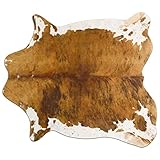 Beraliy Strapazierfähiger Rindsleder-Teppich Kuh Druck Teppiche für Schlafzimmer Kunstfell Tier Kuhfell Teppich für Western Decor Wohnzimmer 1,1 x 0,7 m Braun