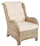 Casa Padrino Luxus Garten Relax Sessel Naturfarben/Cremefarben 71 x 97 x H. 98 cm - Wetterbeständiger Garten & Terrassen Sessel - Garten & Terrassen Möbel - Luxus Qualität