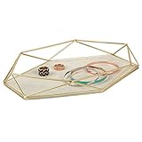 Umbra Prisma Schmuckablage - Schmucktablett für Ringe, Ohrringe, Armbänder, Uhren und andere Accessoires, Metall / Matt Gold