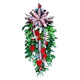 Büro Pflanze Kranz zum Unabhängigkeitstag in den Vereinigten Staaten. 4. Juli-Kränze für die Haustür, dekorativer Tür-Hängekranz, rot-weiß-blaue Ohren, die kopfüber hängen Teppich Kunstrasen