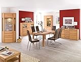 expendio Esszimmer Senta 41 Kernbuche teilmassiv 5-teilig Esstisch Vitrine Sideboard Highboard Eckvitrine, Beleuchtung:mit Beleuchtung