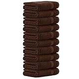 Luckytowel 10er Set Handtücher 50x100 cm 100% Baumwolle, 600g/m² Oeko-Tex Handtuch-Set 10er Pack Braun