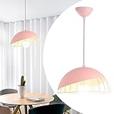 Mengjay Modern Industrielle Pendelleuchte - Vintage Hängeleuchter Ø 30cm Breite Lampe Kronleuchter aus Eisen Hängelampe E27 Lampenfassung Deckenleuchte für Küchen Keller (Rosa)