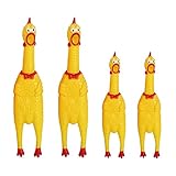 Amasawa 4 Stück Gummi Schreiend Hühner Spielzeug, Gelb Gummi Quietschen Hühner Spielzeug Neuheit und Dauerhaft Gummi Huhn Haustiere Schreien Spielhundegeschenk