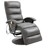 KOIECETA TV Massagesessel mit Wärmefunktion Massage Elektrisch Fernsehsessel Relaxsessel Sessel Relaxliege Liegesessel Ruhesessel Kunstleder (Grau)