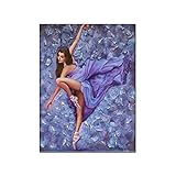 HOWDA Leinwandbilder Wohnzimmer Lila Wand Bilder Balletttänzerin Mädchen in Bewegung Flamenco Tanz Leinwandbild Wandbild Poster für Schlafzimmer Wohnzimmer Dekor (40x60cm Kein Rahmen)