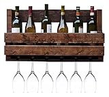 MAKIVI Weinregal, multifunktionales wandmontiertes Lagerregal, rotes Champagnerregal, Flaschenregal zum Aufhängen an der Wand, Flaschenregal aus natürlichem Kiefernholz, umgedrehter Getränkehalter,