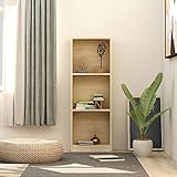 lvssiao CD-Regal für Schrank, Regal mit 3 Ebenen, Sperrholz, Eiche, 40 x 24 x 108 cm, für Büro, Zimmer und Jugendstudio