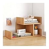 GLOOOB Unabhängiger Bücherregal-Organizer 2-stöckiges Mehrzweck-Desktop-Regal Bücherregal Holz-Arbeitsplatten-Bücherregal-Aufbewahrungsständer Bücherregale für Den Innenbereich