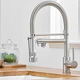 AIMADI Wasserhahn Küche Mischbatterien Pull Down Küchenarmatur mit Brause Spiralfederarmatur Küchenspüle Armatur Geschirrbrause Spültischarmatur Gebürsteter Nickel