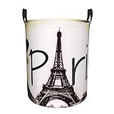Tower Love Paris Runder Wäschekorb mit Griff, wasserdicht, stilvoller Aufbewahrungskorb für Waschküche, Wohnzimmer, Badezimmer
